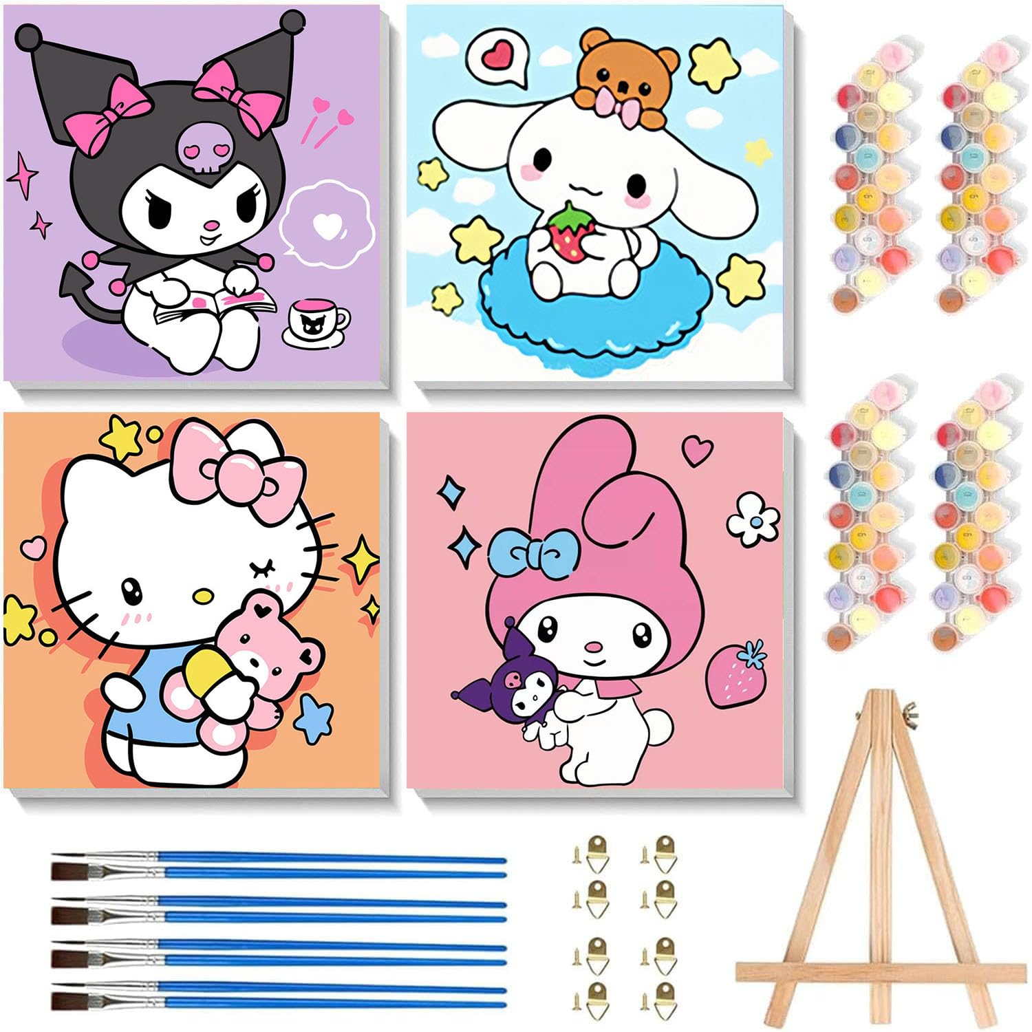 Sretoul cartoon paint by numbers kit with frame ready to hang for kids
