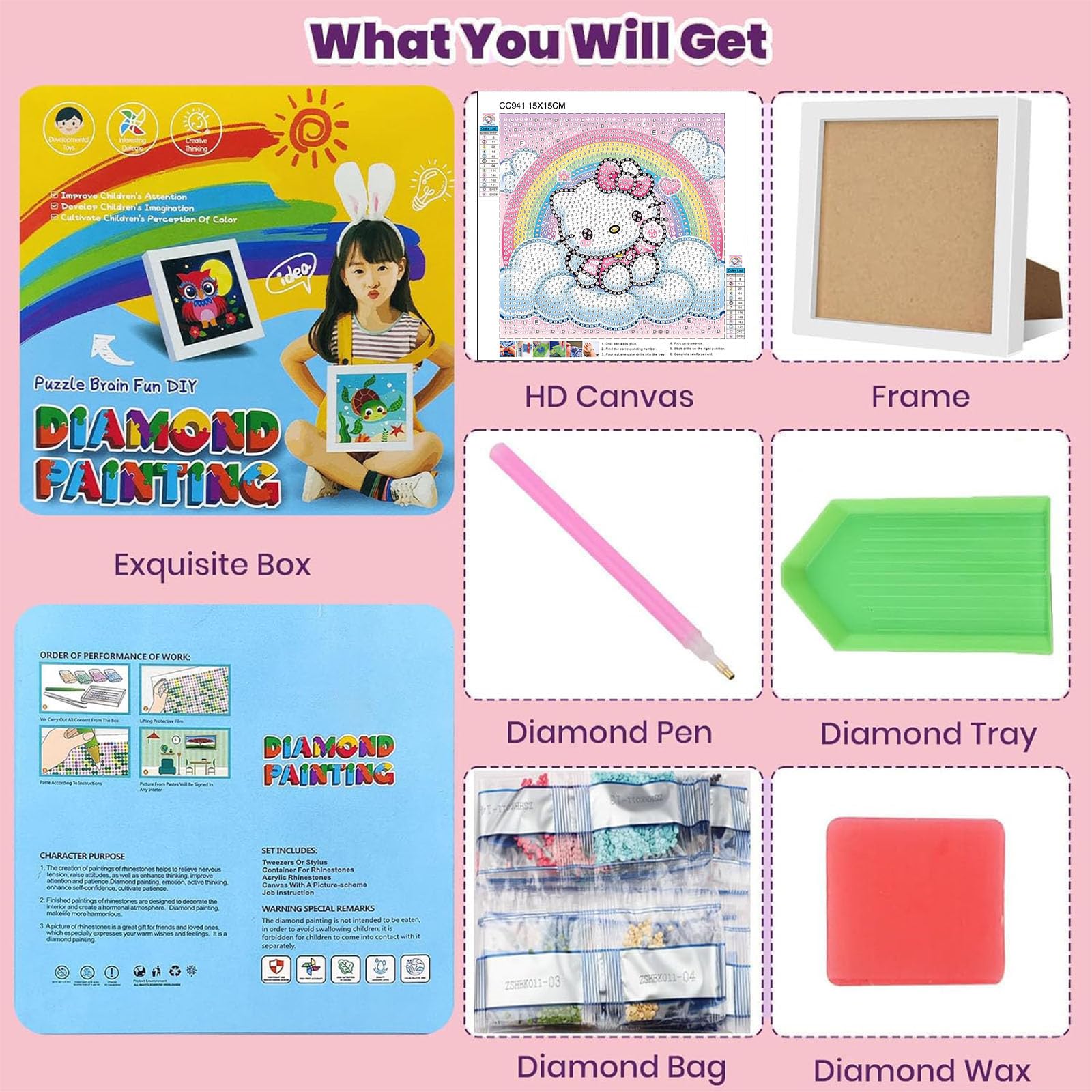 Sretoul Diamond Art Kids Tray—organized working area during crafts.