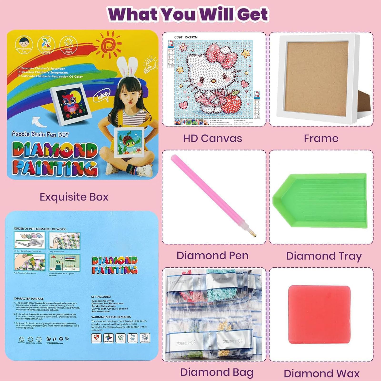 Wooden frame included with Sretoul diamond art kit