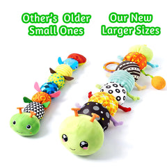SRICH caterpillar toy rattle and sound panel visible for engaging auditory discovery
