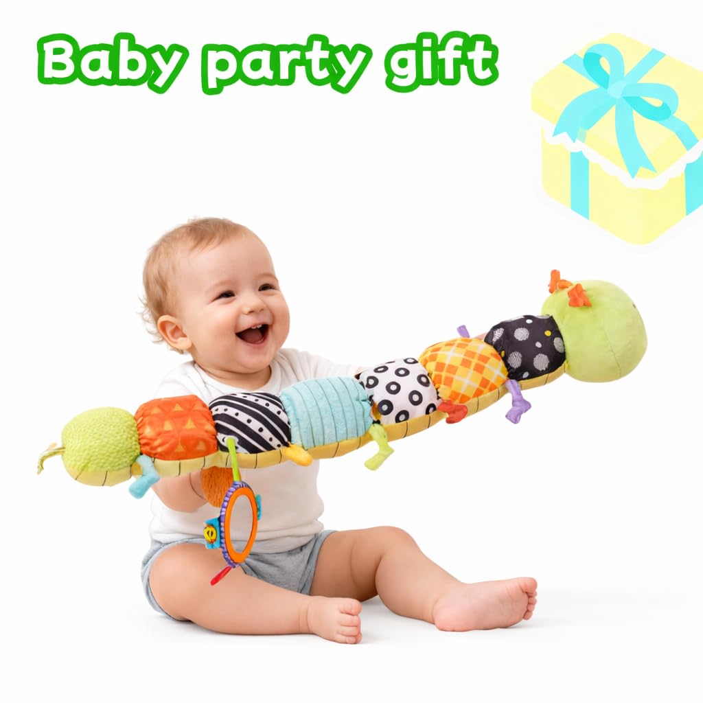 SRICH caterpillar toy safety mirror included to spark visual tracking and self-awareness