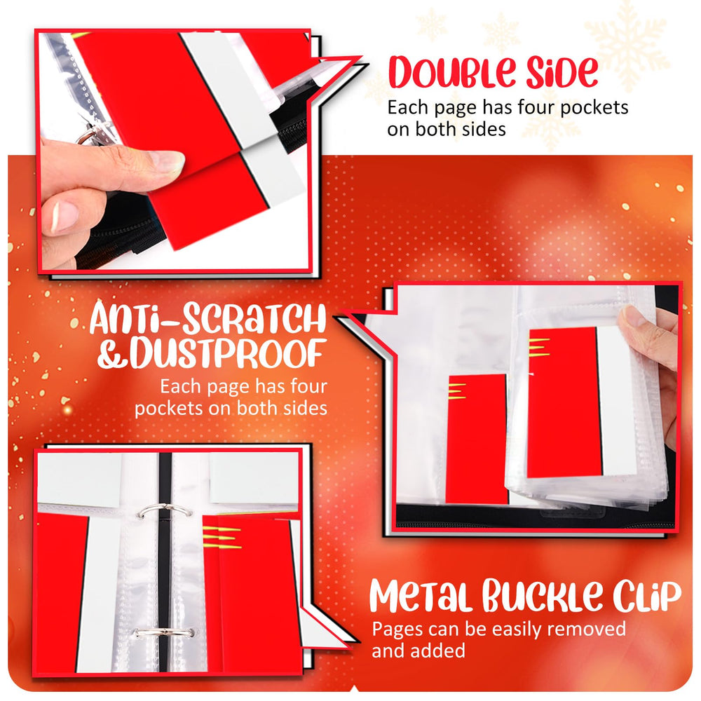SRISE Card Binder interior 3-ring design allows flexible page adjustments.