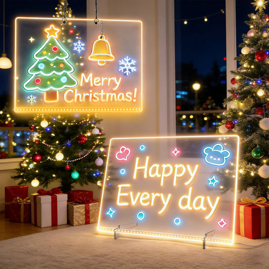 Srkmxzr LED Drawing Board 2-Pack front view shows two glow-ready boards for vivid notes