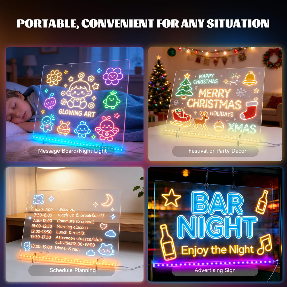 Srkmxzr LED drawing board 7 color glow demonstrates vibrant displays for learning and creativity