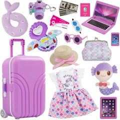 Srua Don mermaid doll suitcase with wheels for realistic play and portability