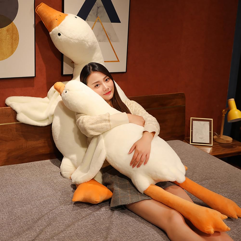 Srutirbo giant white goose plush close-up fabric, skin-friendly texture for daily snuggles