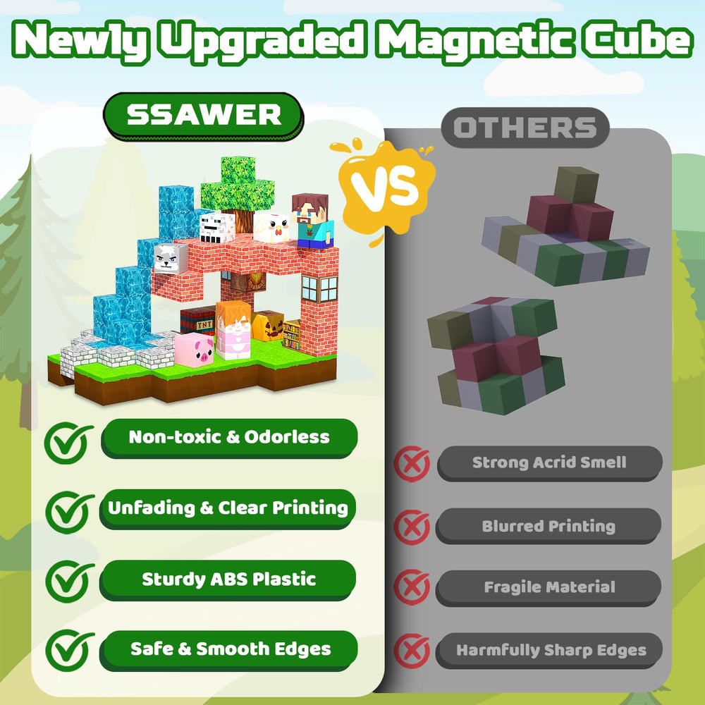 Children building sturdy structures with SSAWER magnetic cubes