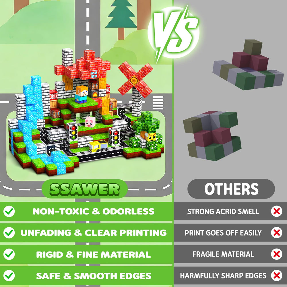 SSAWER durable ABS material ensures safe, sturdy blocks for long-lasting play