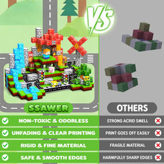 SSAWER durable ABS material ensures safe, sturdy blocks for long-lasting play