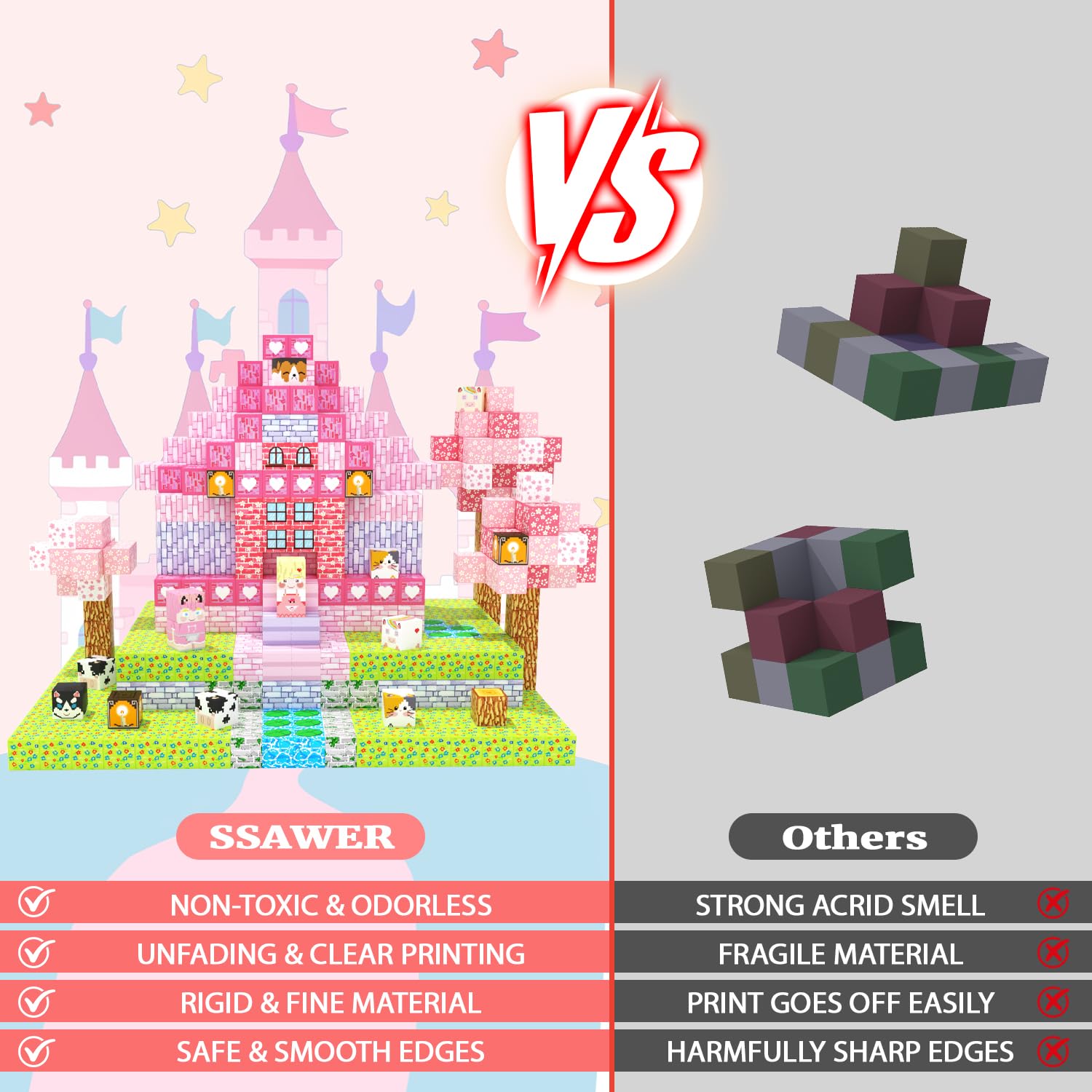 SSAWER Magnetic blocks make portable, screen-free fun at home or on trips.