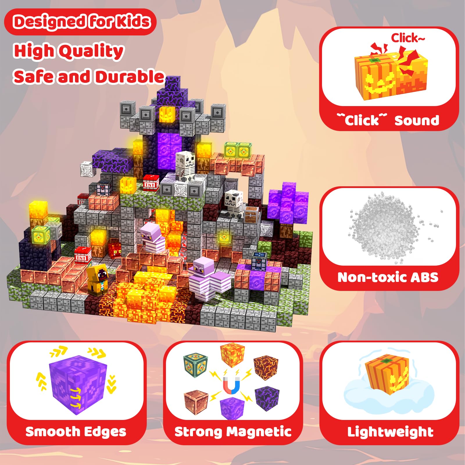 SSAWER kid-friendly ABS plastic blocks are safe, durable, and easy to handle.