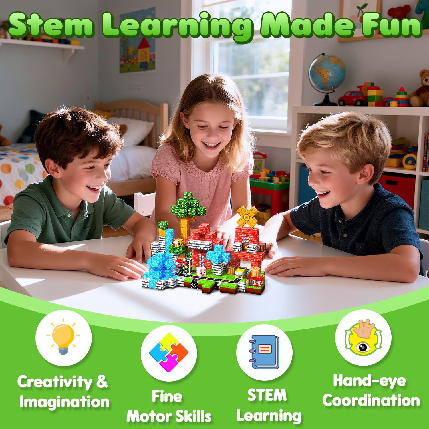 SSAWER kids build creative structures for collaborative, screen-free fun
