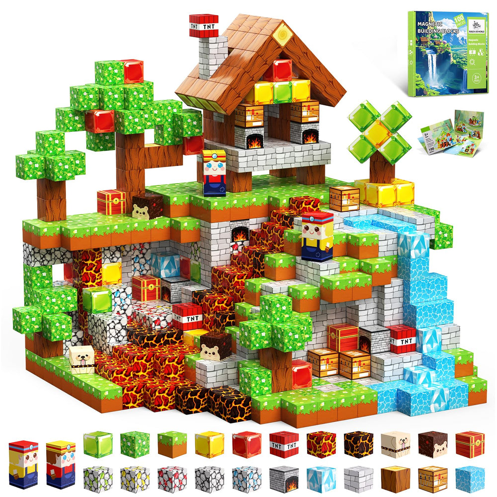 SSAWER Magnetic Blocks 100pcs on display for creative building play