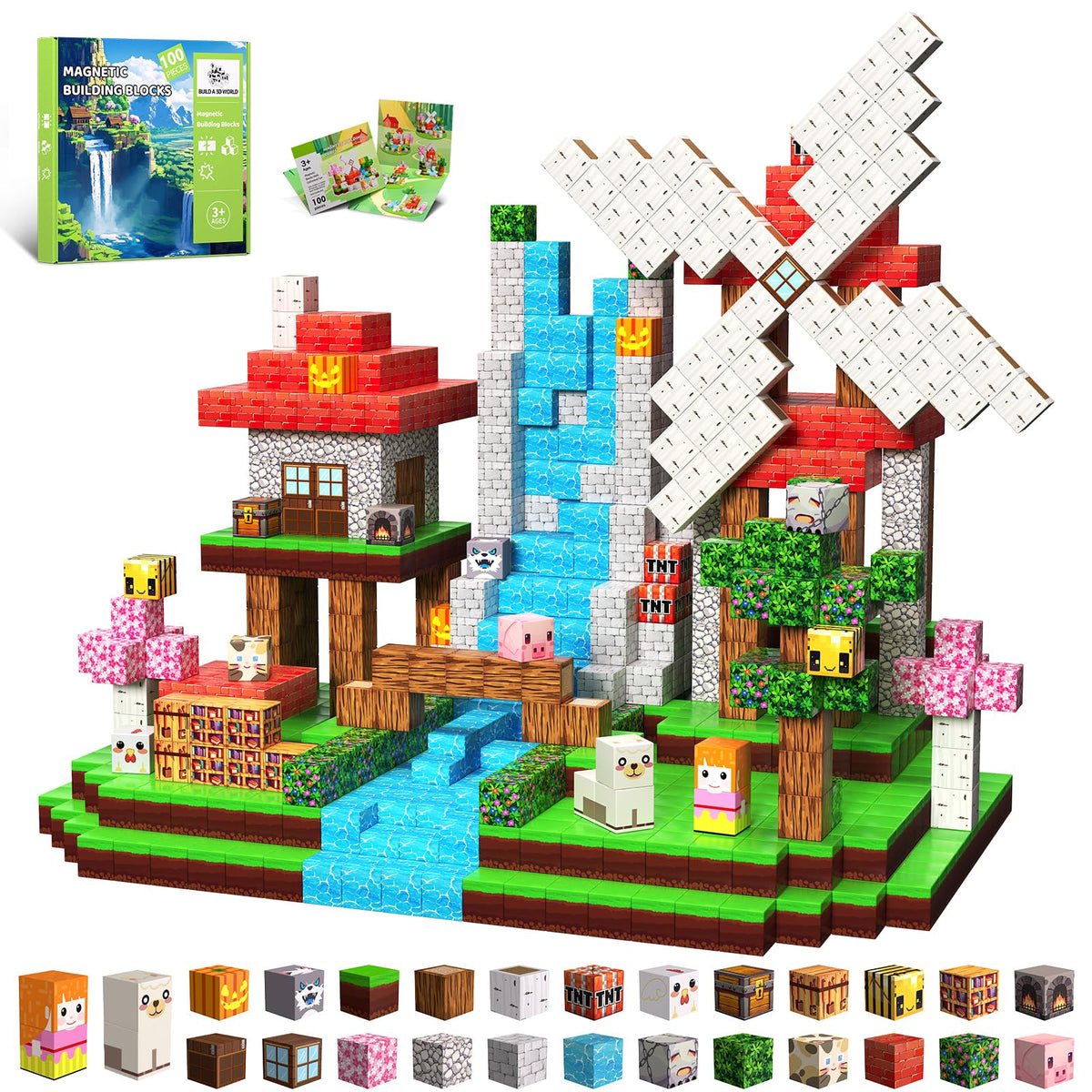 SSAWER magnetic blocks 100pcs set for STEM play and creativity
