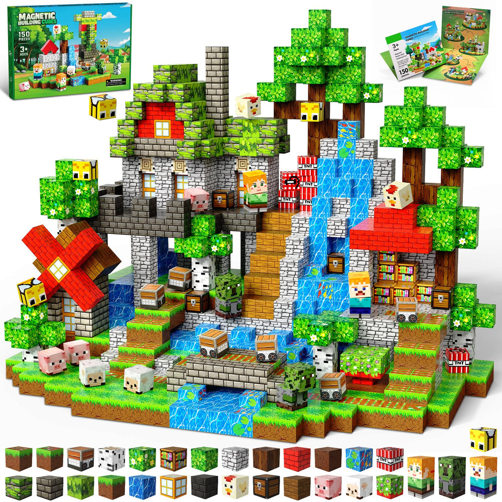 SSAWER magnetic blocks 150pcs set with colorful cubes for open-ended building play