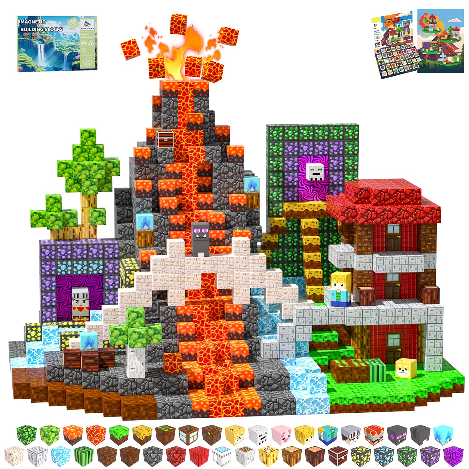 SSAWER magnetic blocks 150pcs set for open-ended STEM play.