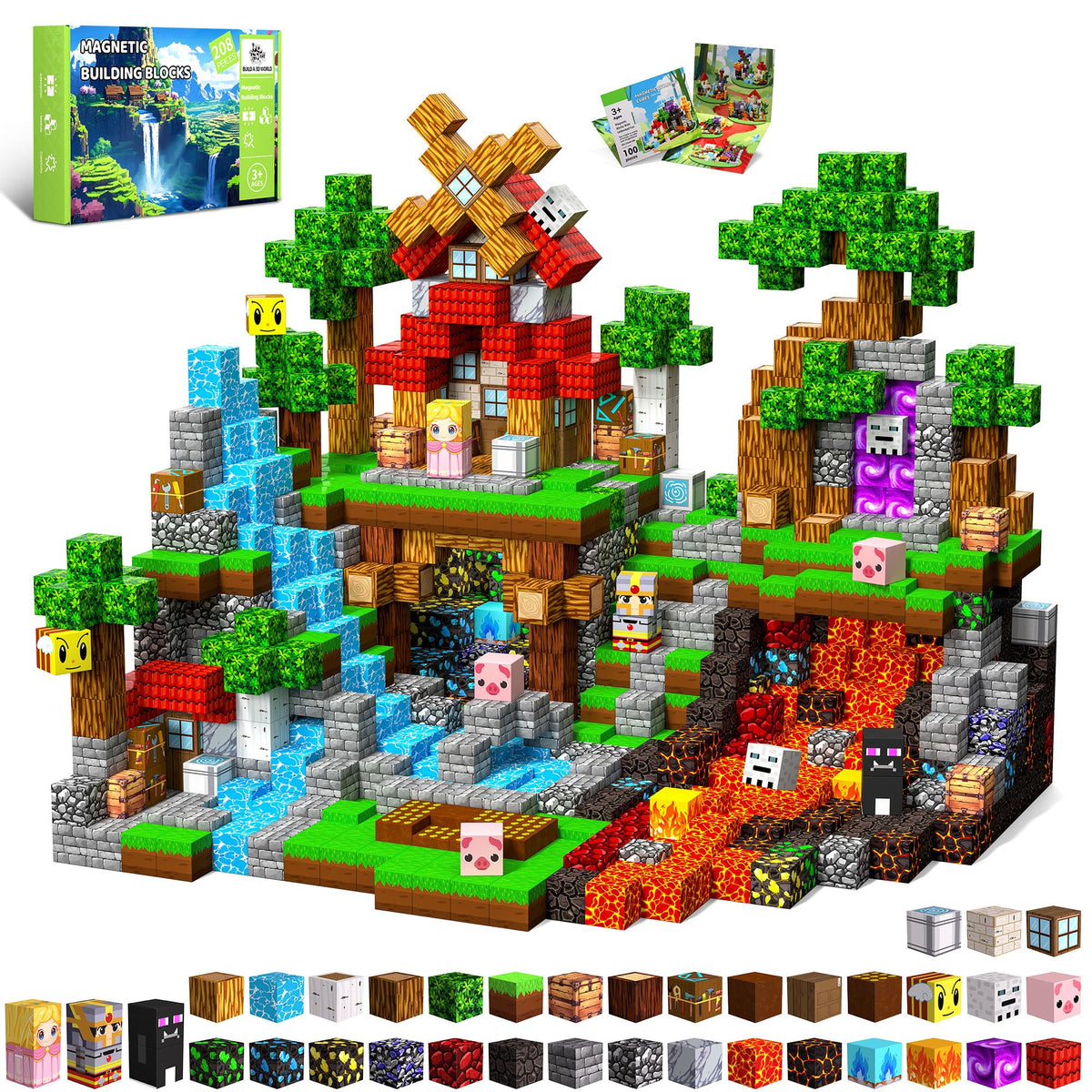 SSAWER Magnetic Blocks 208-piece set for kids sparks creative building and STEM learning