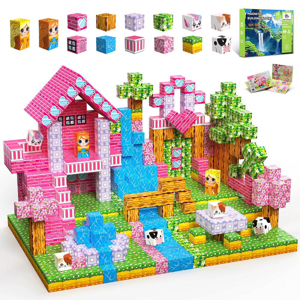 SSAWER magnetic blocks 48 pcs—colorful cubes for open-ended play and STEM exploration