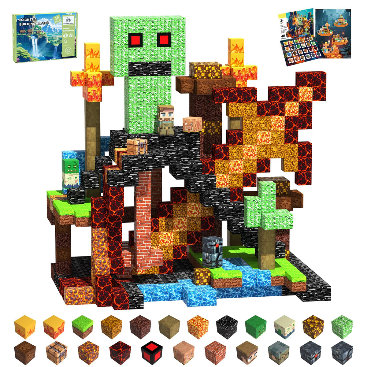 SSAWER magnetic blocks set with colorful cubes for creative STEM learning and screen-free play.