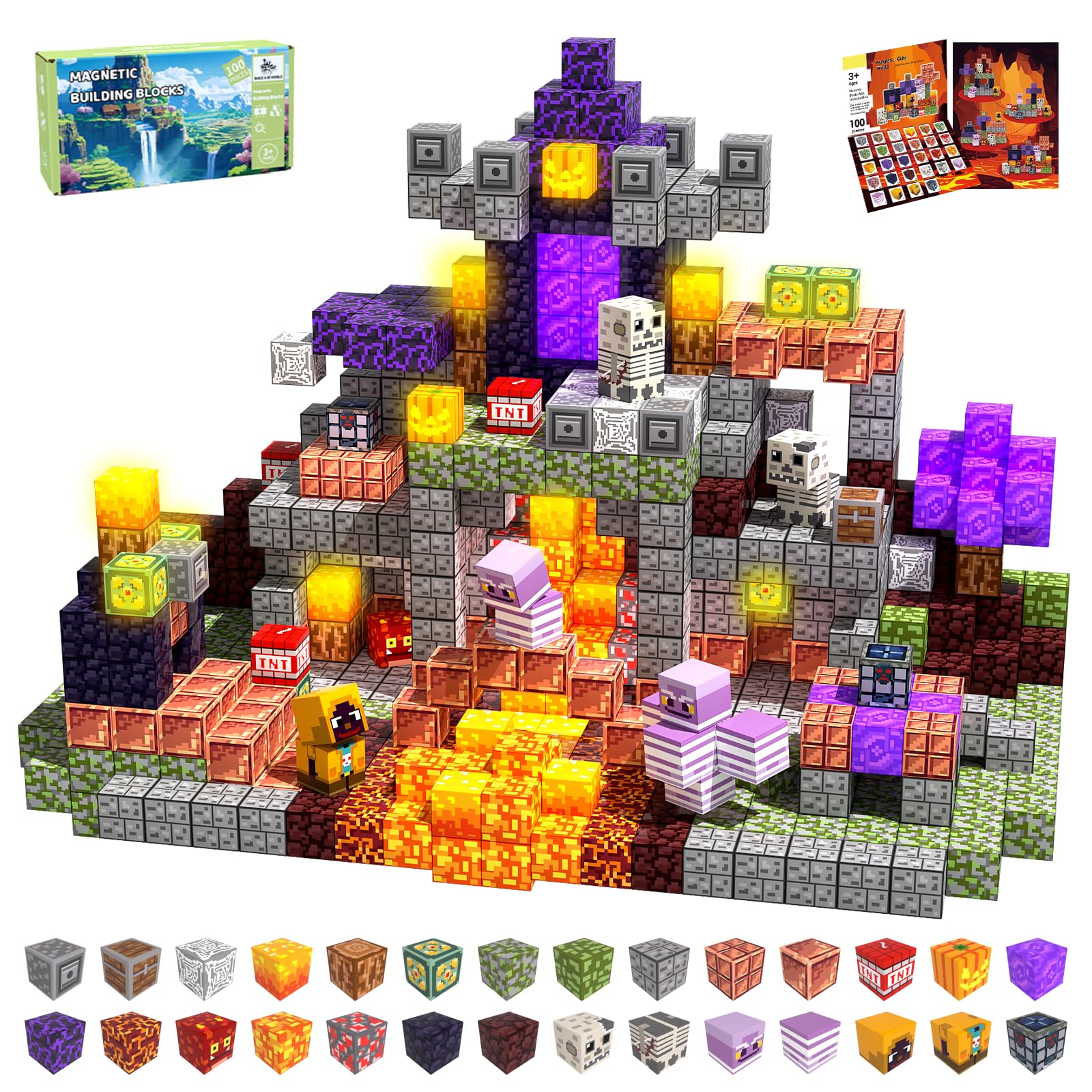SSAWER Magnetic Blocks collection features colorful pieces for creative, screen-free play.