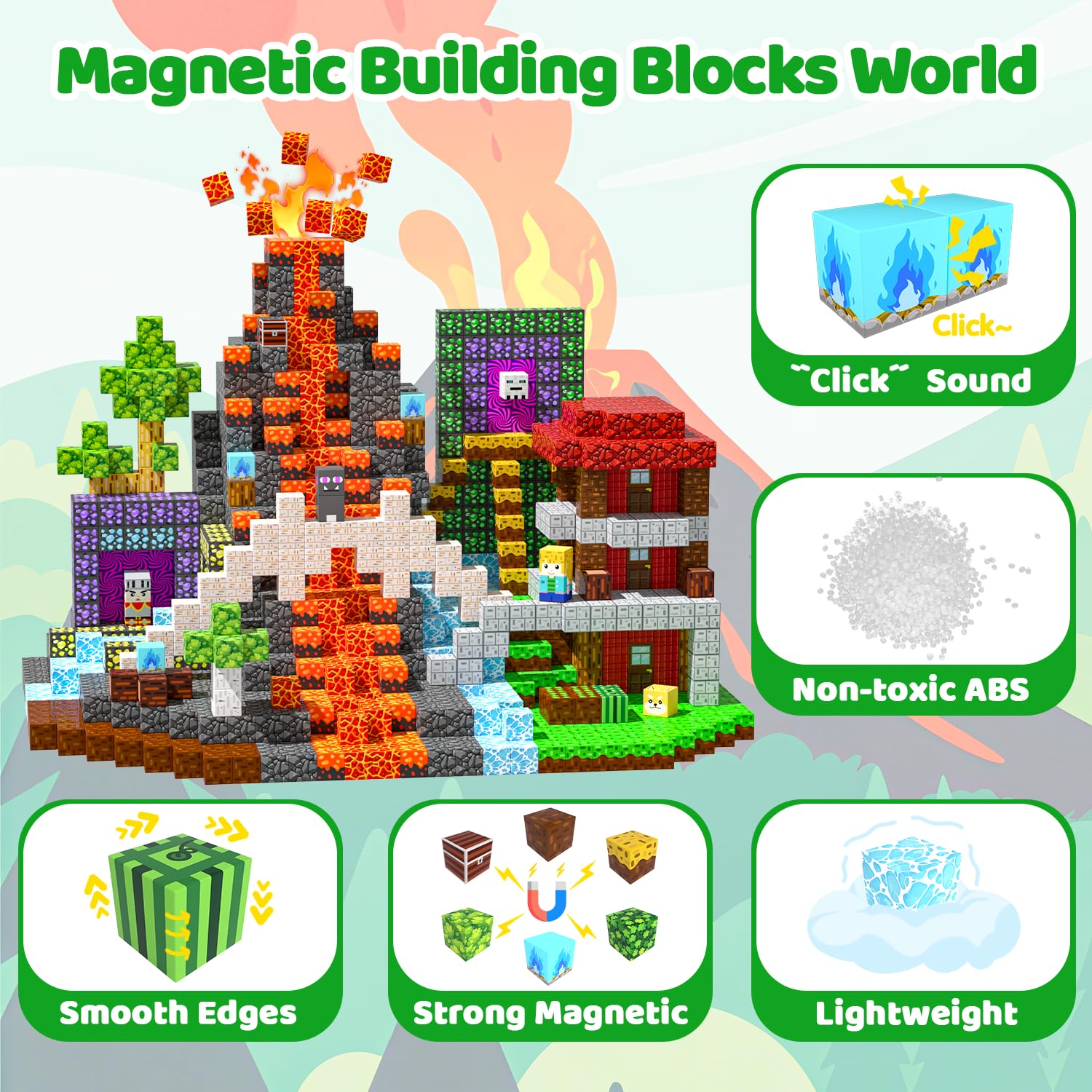 SSAWER magnetic cubes click easily for sturdy kid-built structures.