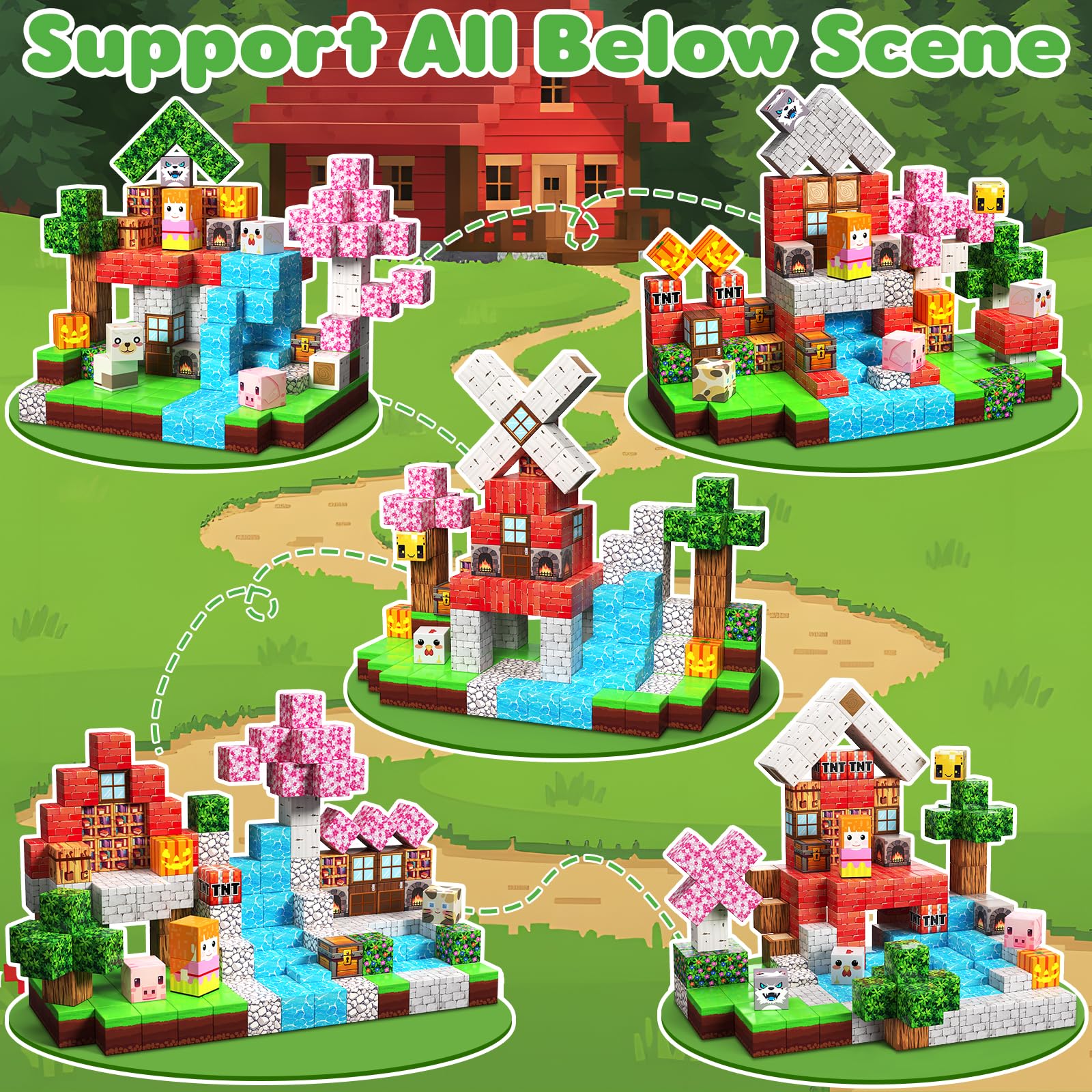 SSAWER magnetic blocks with storybook guides support guided building