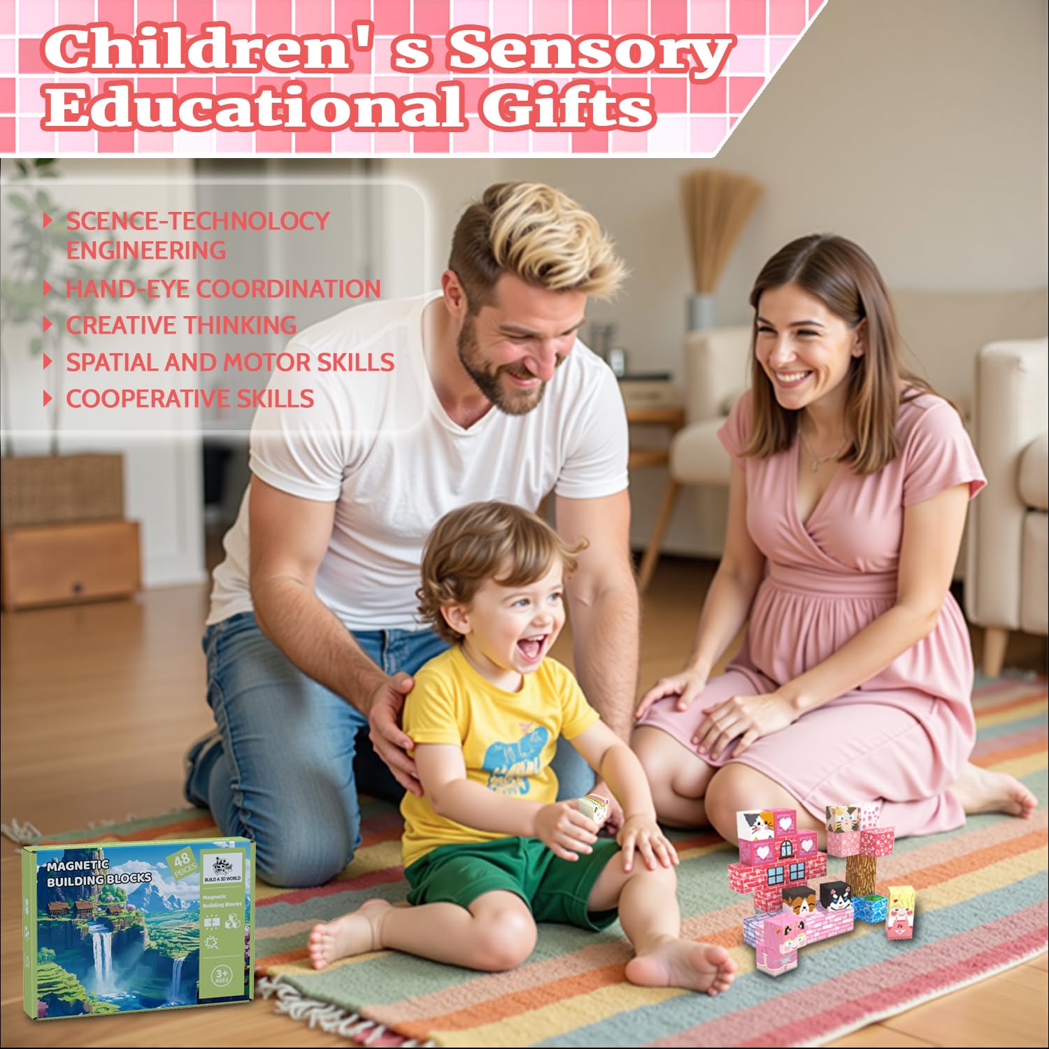 SSAWER 48-piece set includes a pattern booklet for screen-free play.