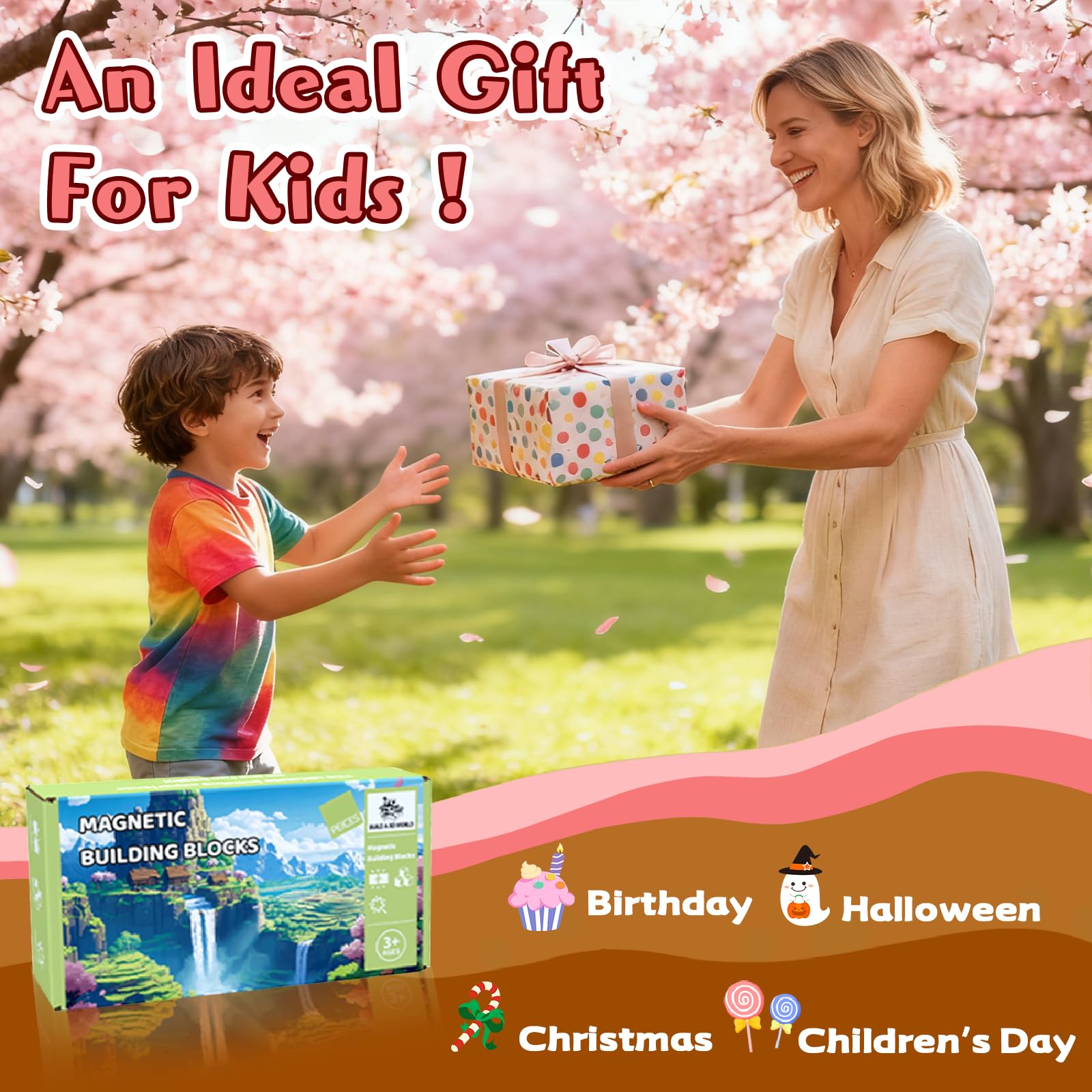 SSAWER Sakura Forest magnets help kids build sturdy structures and boost confidence.