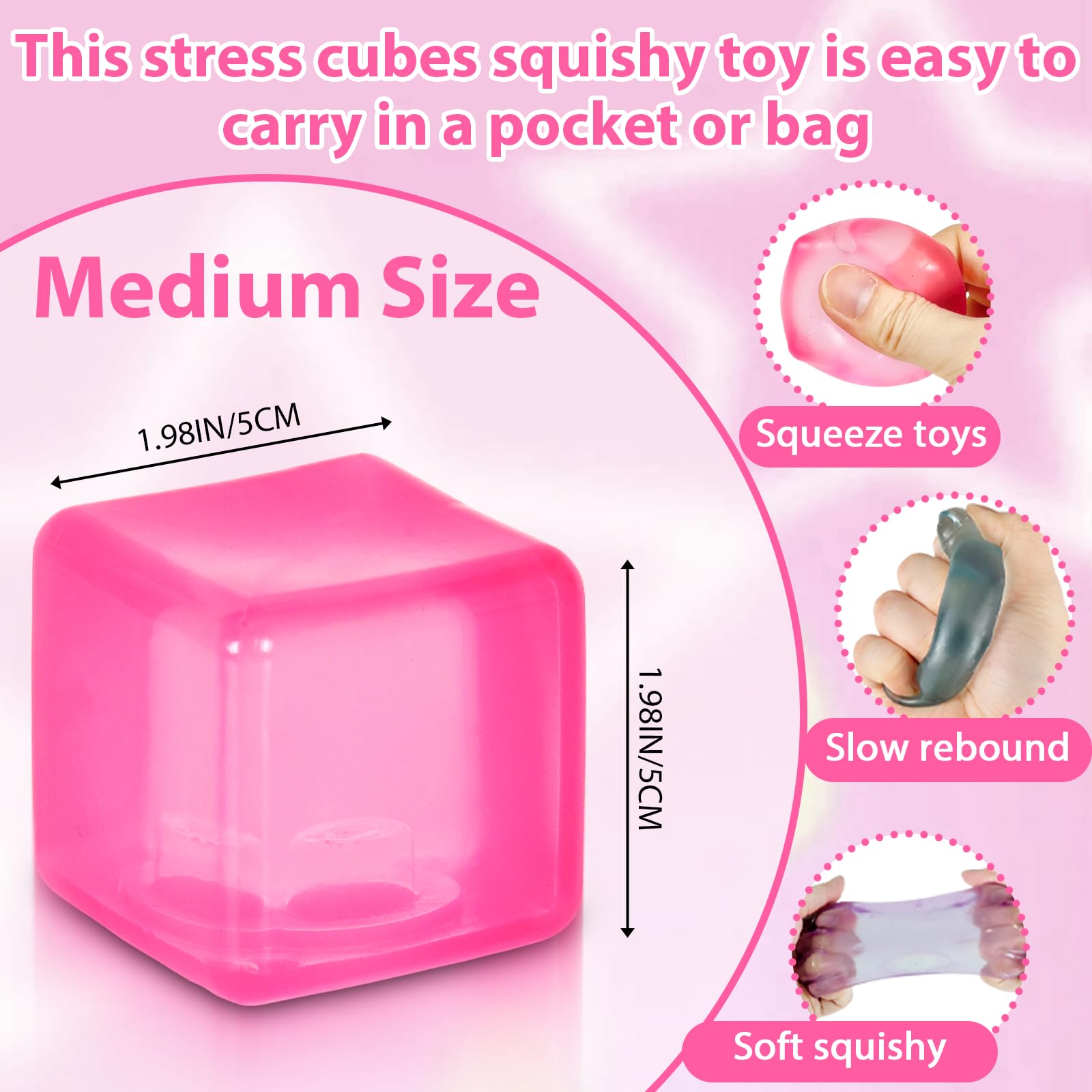Ssqauvig blue ice cube stress ball sideview shows compact grip for quick relief