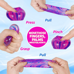Ssqauvig orange ice cube helps ease restlessness with gentle squeezes.