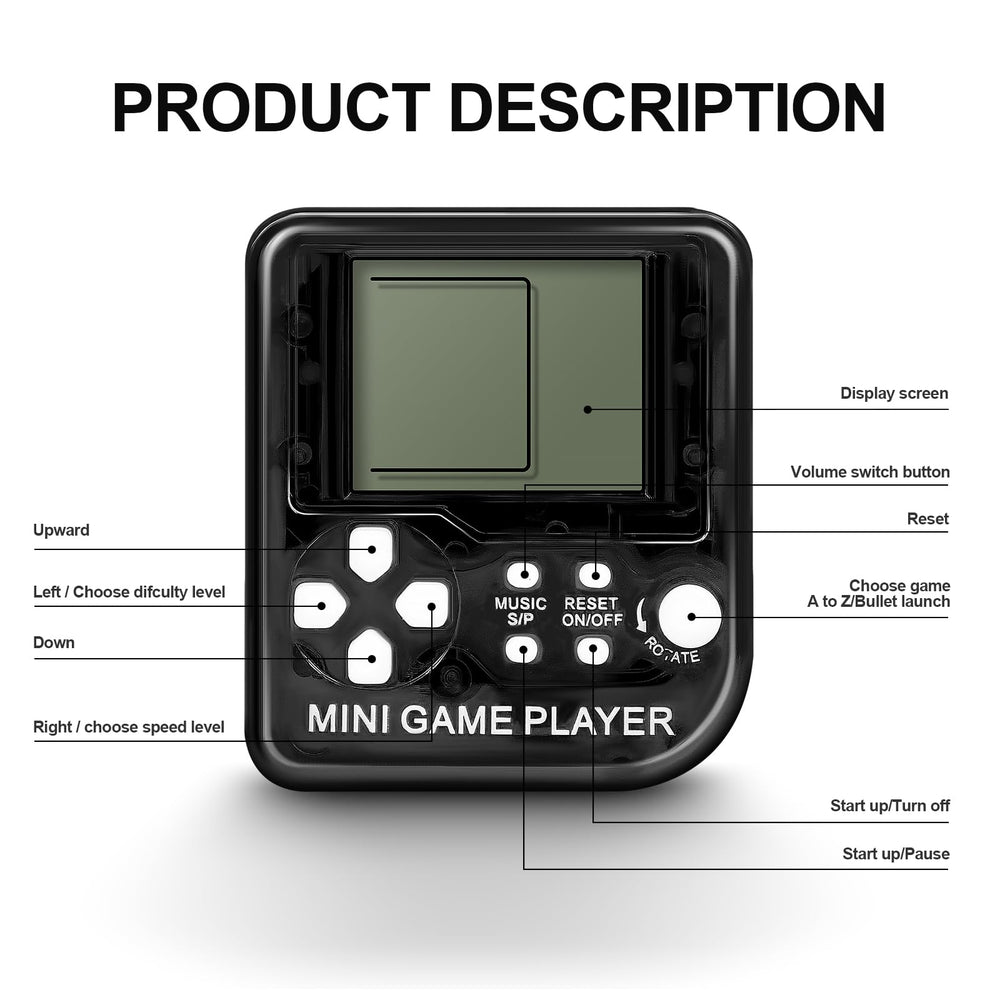 SSRMX 24Pcs video game keychain set, 26 classic games, 99 levels, versatile party favors.