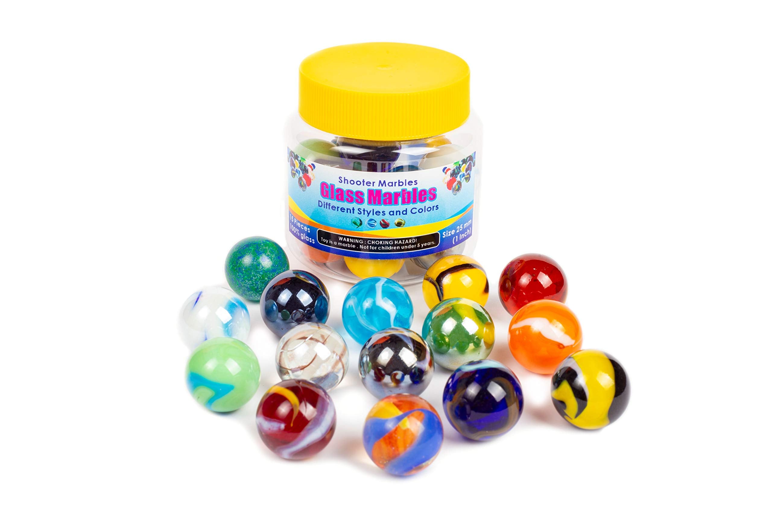 Ssxyan shooter marbles 15-pack with portable container for on-the-go play