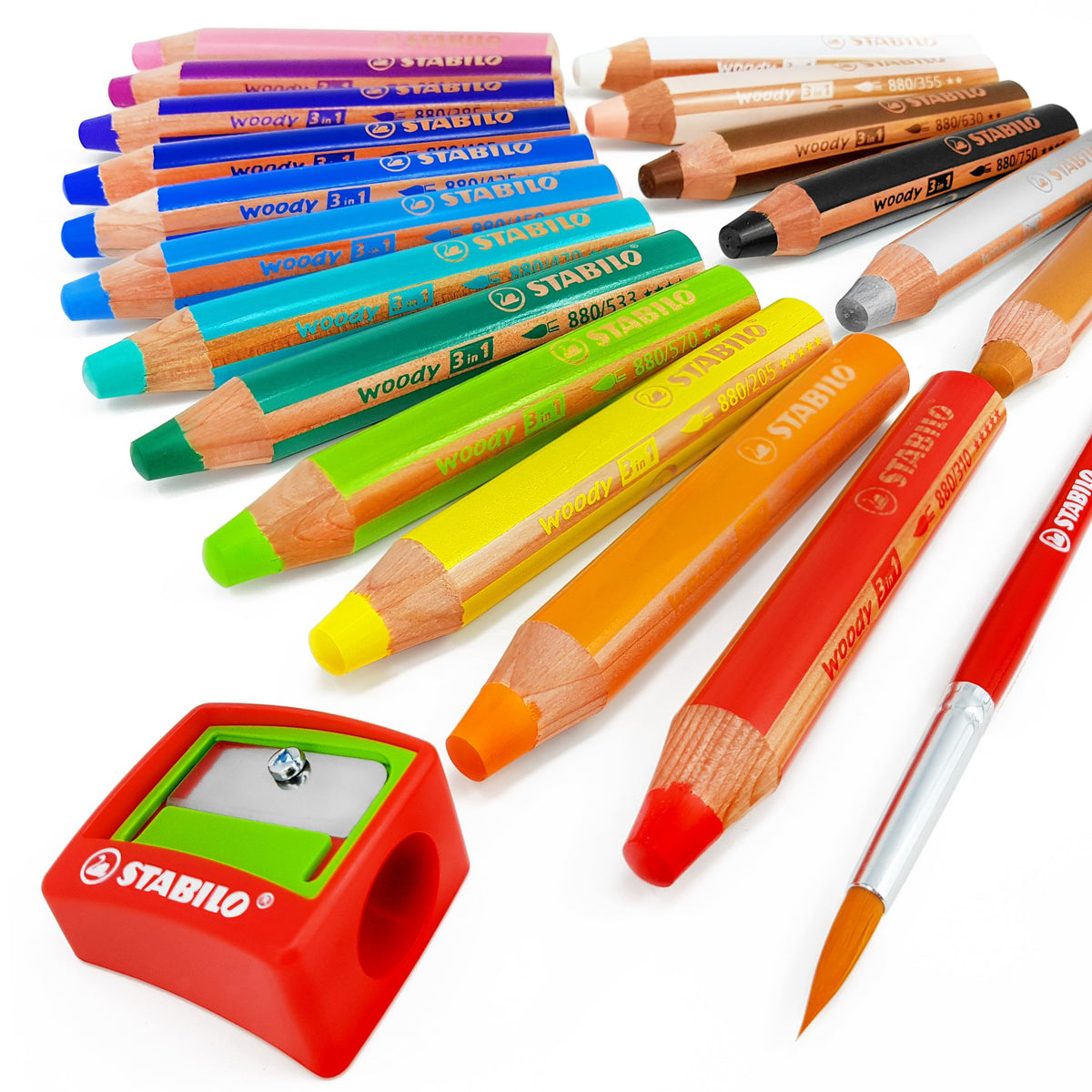 STABILO Woody 3-in-1 watercolor pencils with jumbo easy-grip for comfortable coloring.