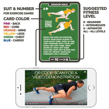 Stack 52 no-equipment workout cards ideal for home or travel workouts.