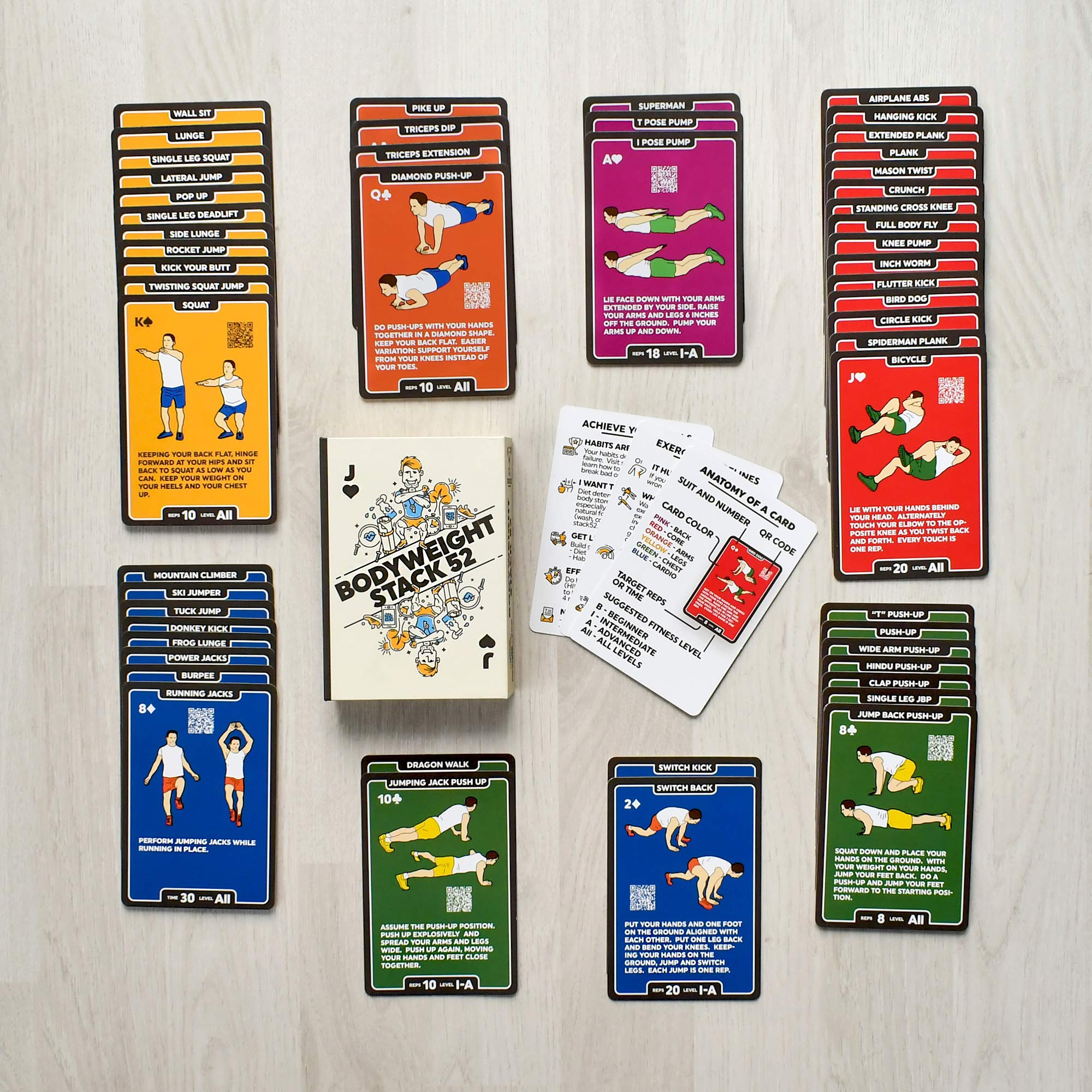 Stack 52 progressive difficulty levels cards adapt as strength grows.