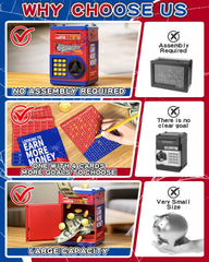 STACTCUTE piggy bank features an ATM-style slot for realistic deposits.