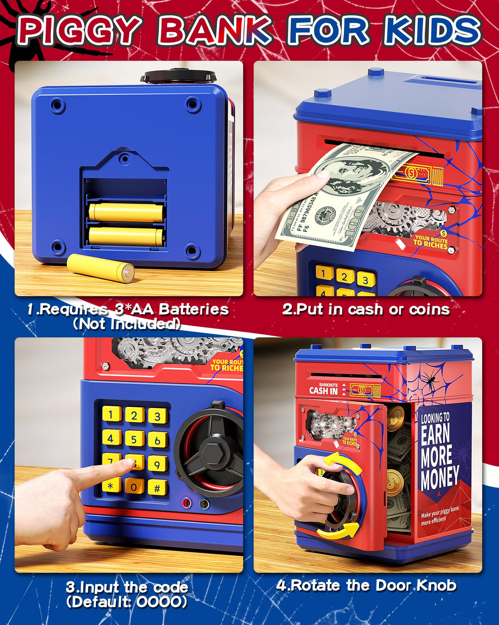 STACTCUTE piggy bank has a mute switch for quiet play and classrooms.