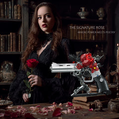 STADREWVY rose-accented gun sculpture highlights craftsmanship and detail.