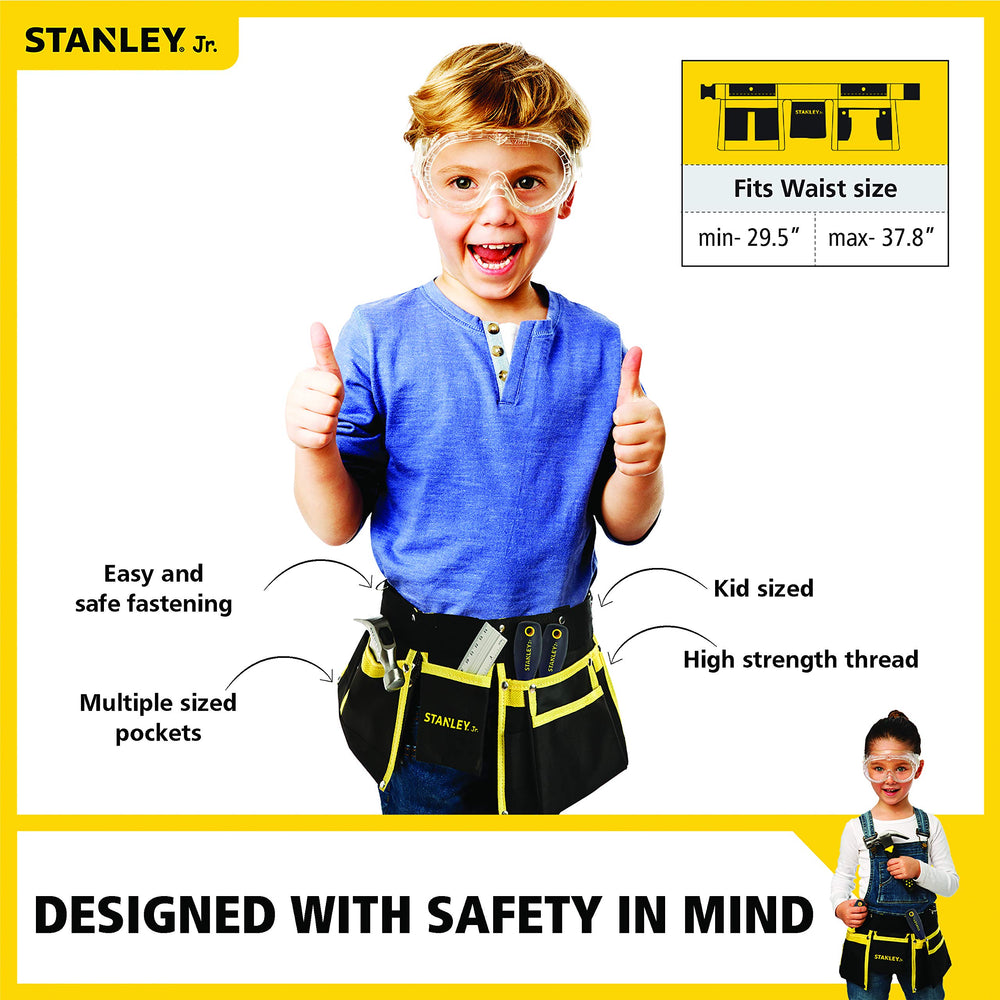 STANLEY Jr. adjustable strap on child for easy fit.