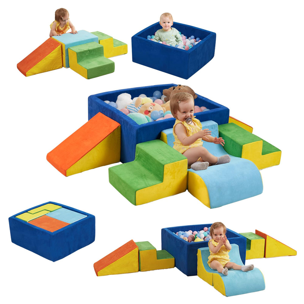 STAOLENE soft foam climbing blocks with ball pit stairs encourage safe toddler climbing and creativity