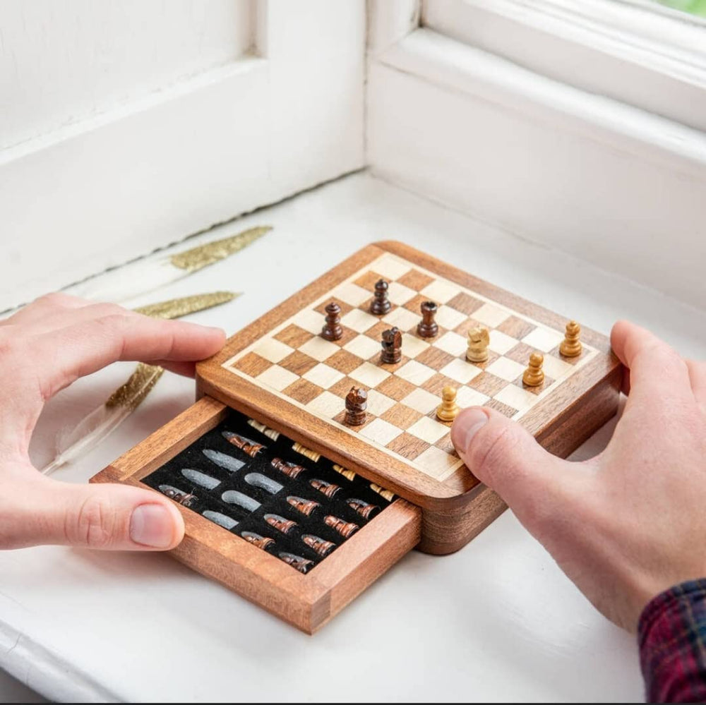 Star International Star Handmade Luxury Chess Set with rosewood drawer for premium storage.