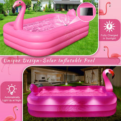StarOcean inflatable pool in backyard at dusk with illumination for safe gatherings