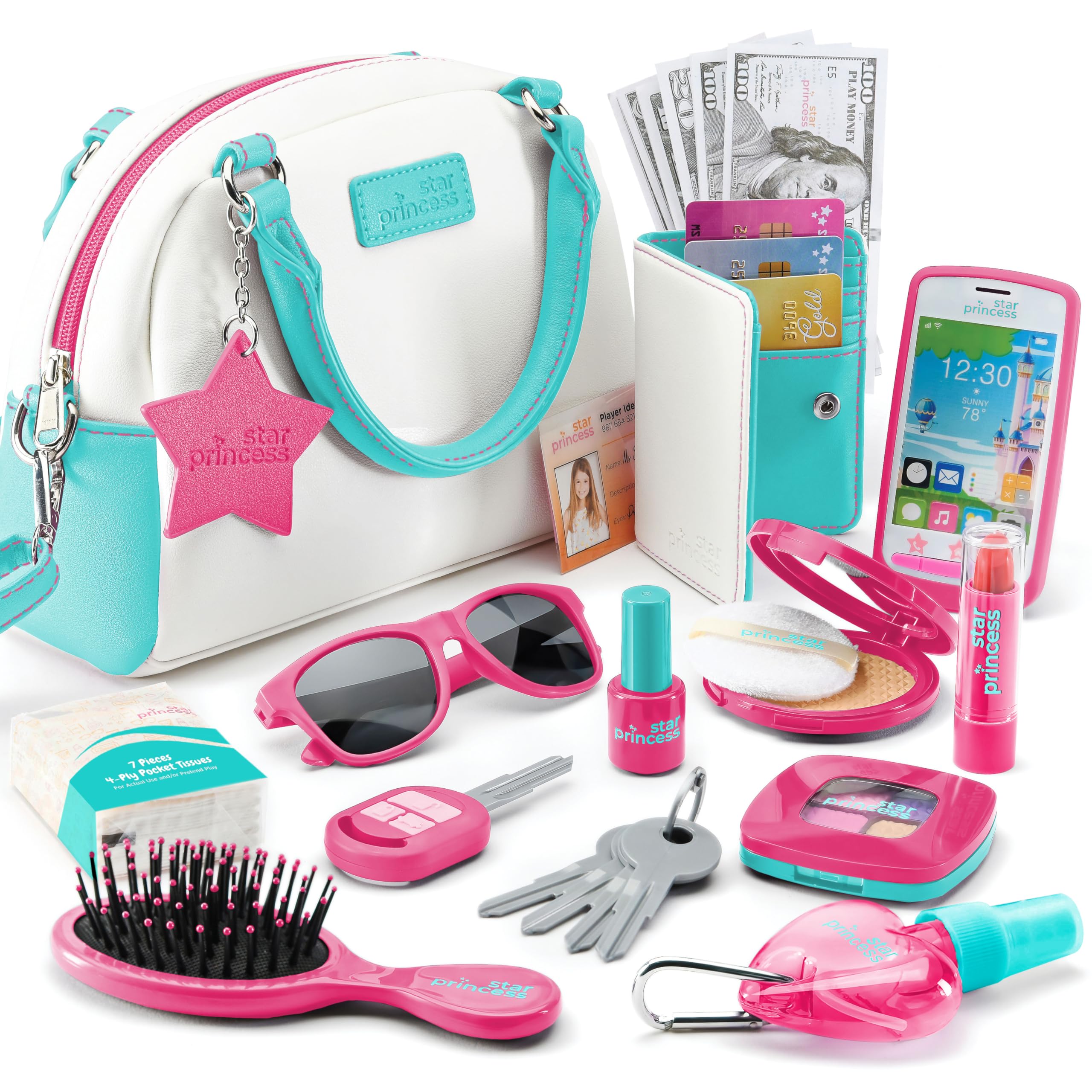 Star Princess play purse with toy phone for imaginative pretend calls and storytelling