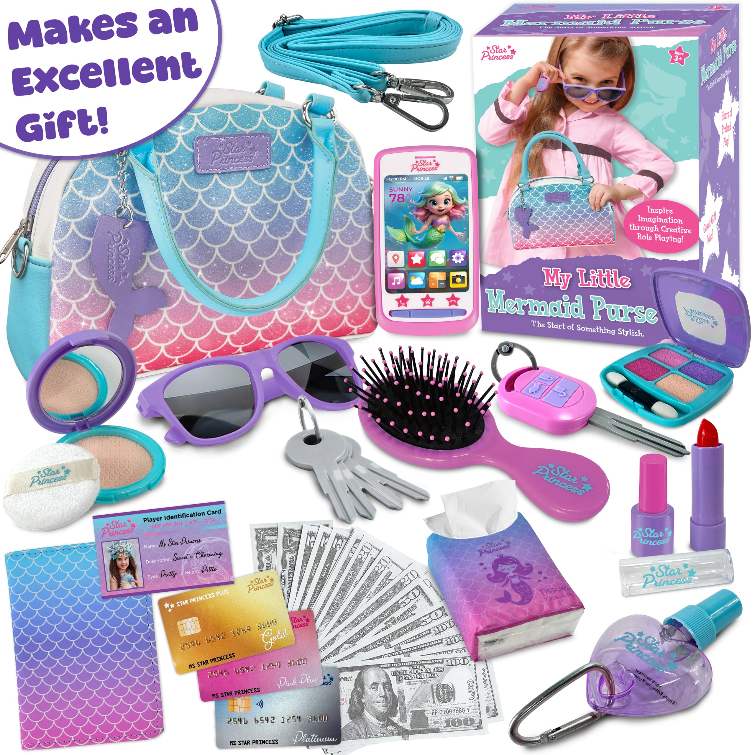 Star Princess play cards and keys lifelike accessories boost imagination and social scenarios.