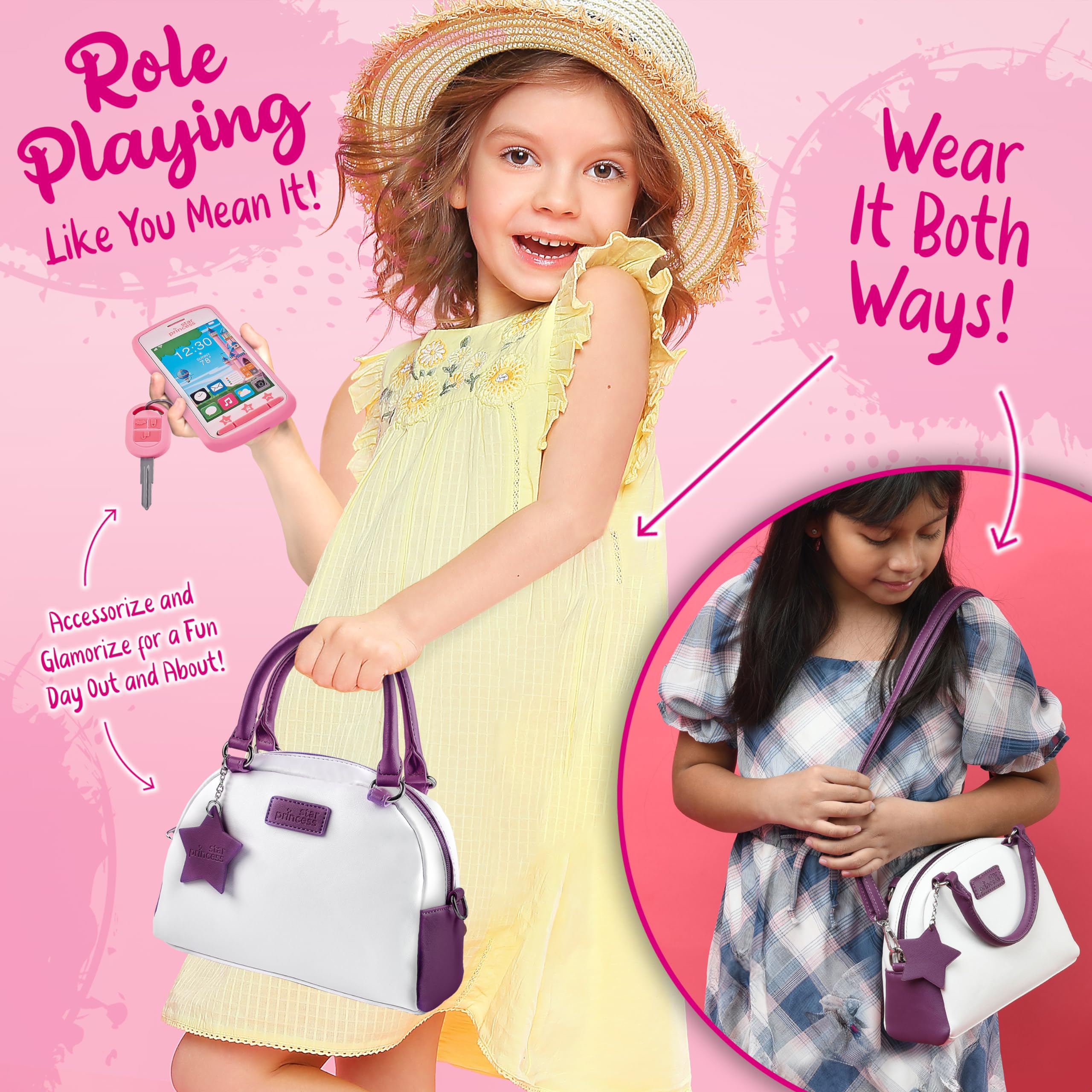 Star Princess play purse closed showing premium faux-leather finish.