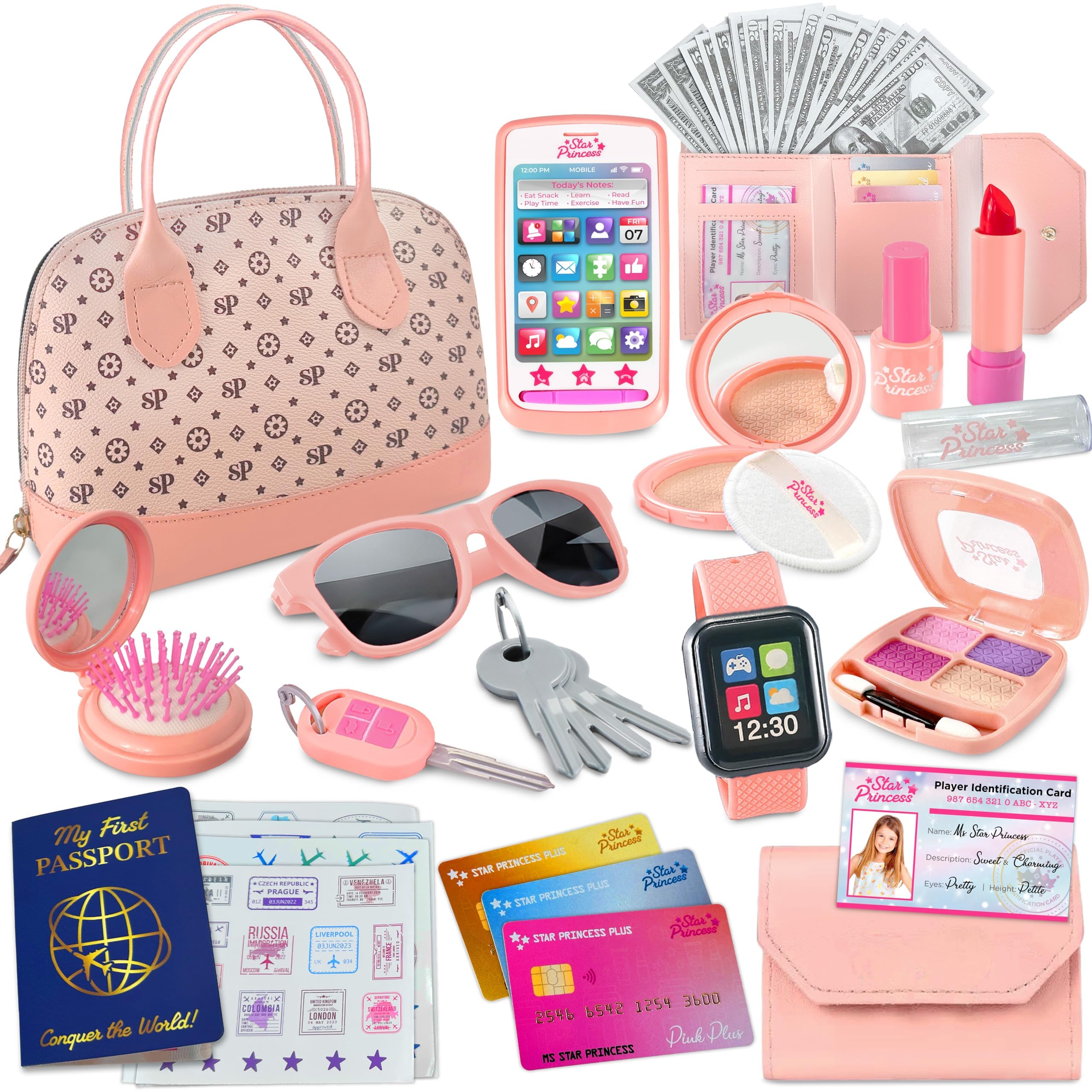 Star Princess play purse pink bag: perfect pretend shopping accessory for imaginative play.