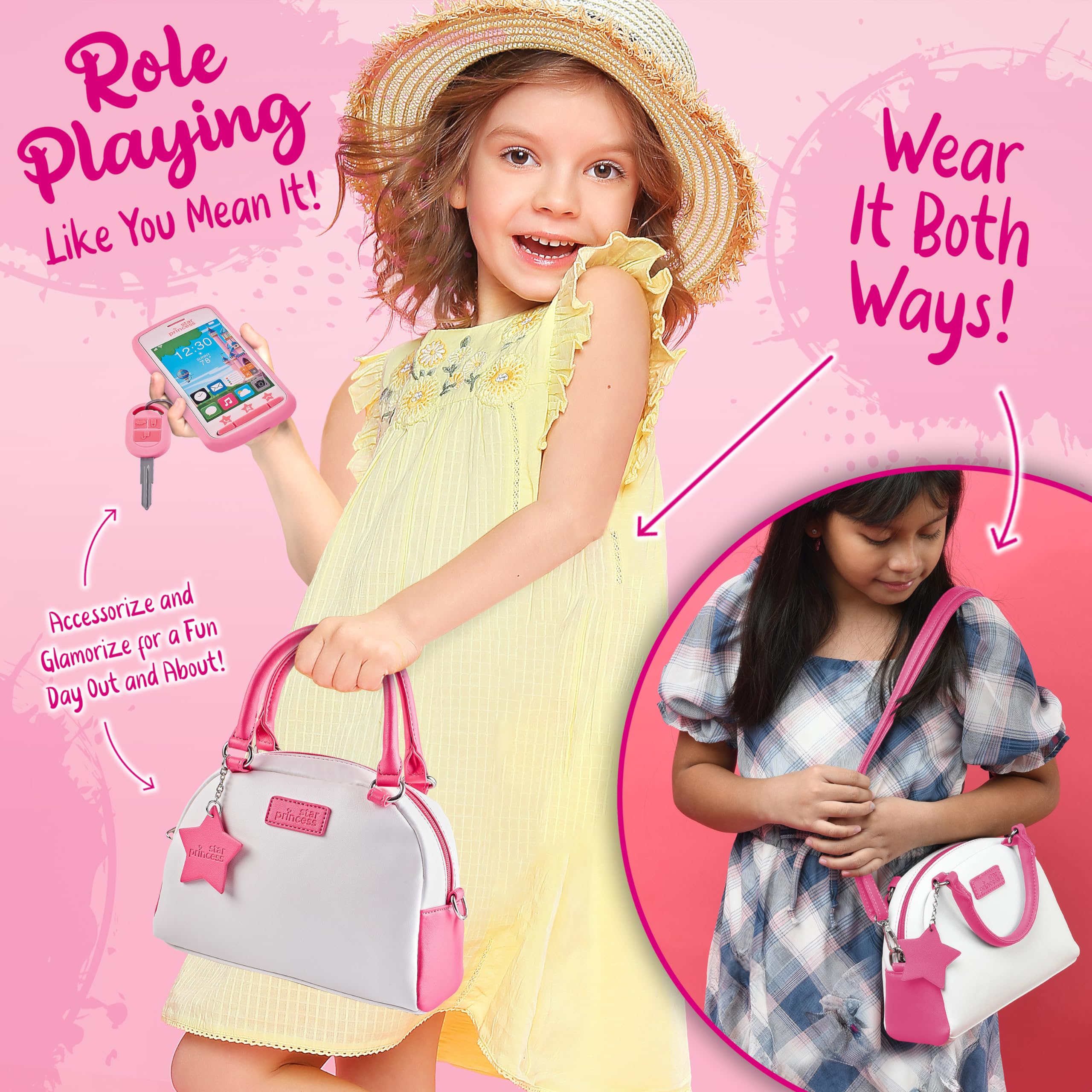 Star Princess purse cell phone and keys ready for mommy-on-the-go pretend scenarios