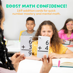 Star Right Addition Flash Cards back view with answers for self-check