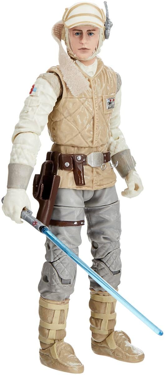 STAR WARS The Black Series Luke Skywalker Hoth figure in dynamic pose for display.