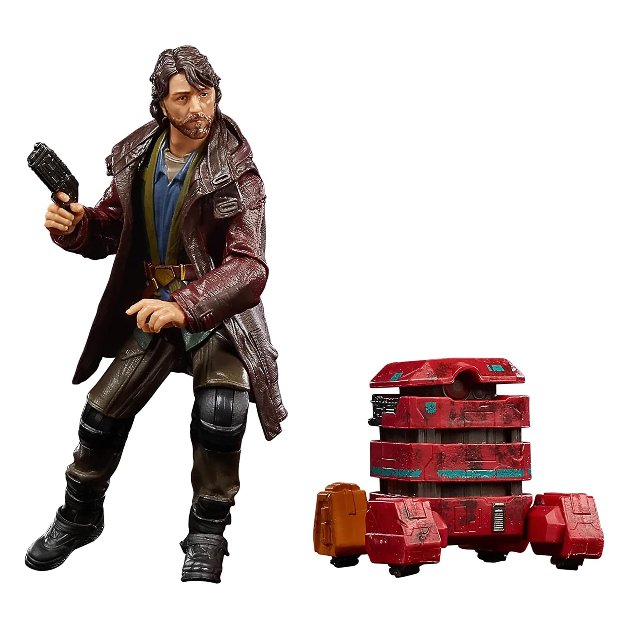 STAR WARS Black Series Cassian Andor and B2EMO front view for display and collection.